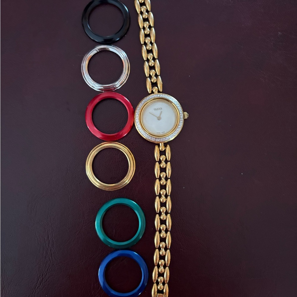 Gucci Women's Gold Watch with Colorful Bezels